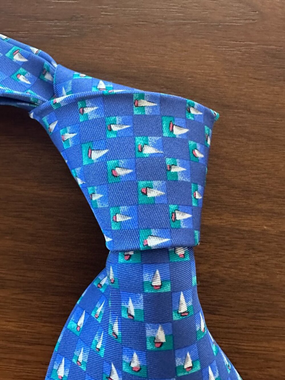 Dunhill Blue Green Sailboat Silk Tie